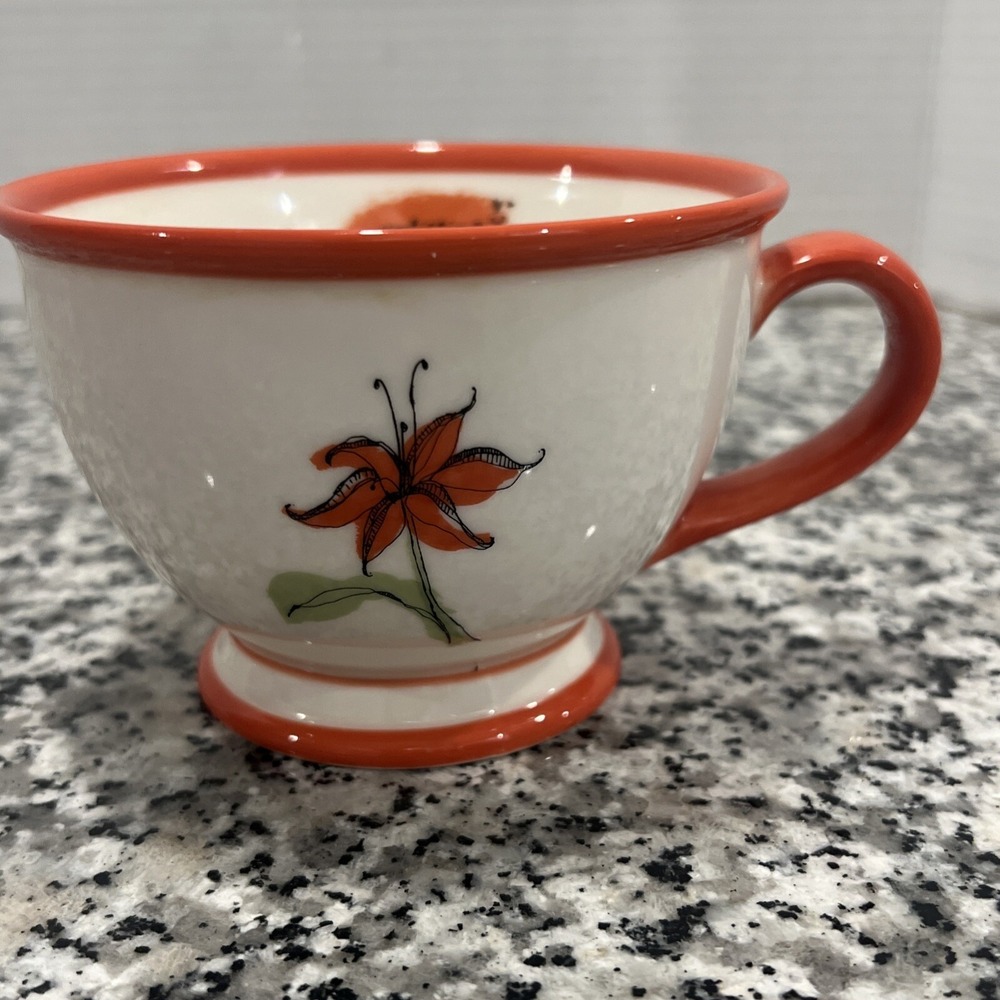 2006 Starbucks Pair of Tea Cups/ Mugs Nuturing 10oz green & orange Uplifting cup - Picture 8 of 13
